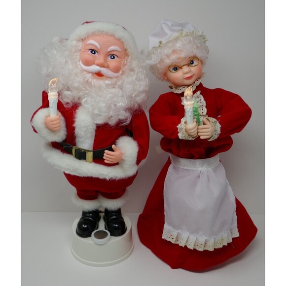 Santa's Best Mr & Mrs Santa Claus Lighted Animated Motionette Figures WORKS - Picture 5 of 16